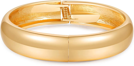 Bangle Bracelets for Women | 14K Gold Plated Trendy Wide Bracelets | Hinged Arm Cuff Bangles Chunky Bracelet for Women