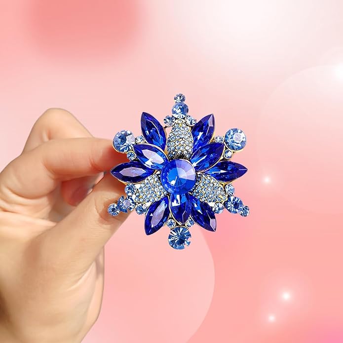 Rhinestone Flower Brooch Pin for Women Red Black Purple Flower Broochs Pin Hat Christmas Brooch Jewelry