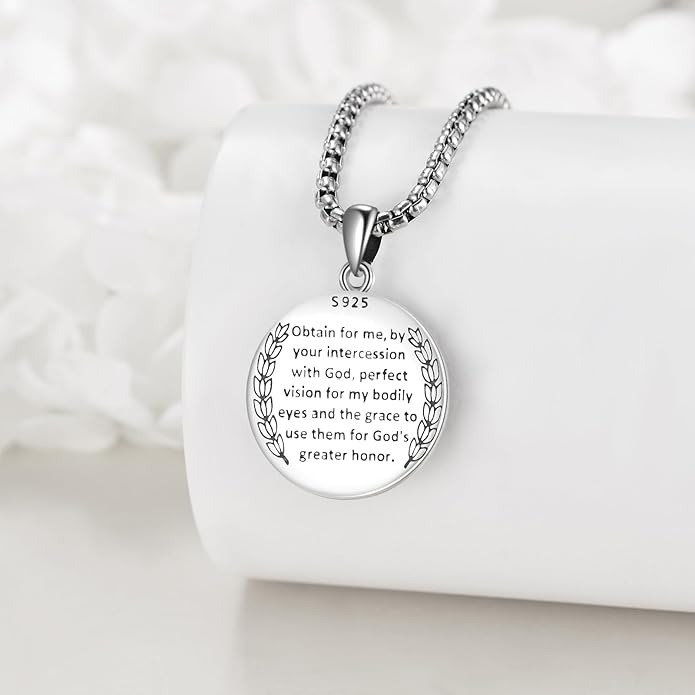 YFN Patron Saint Necklace Sterling Silver Amulet Medal Pendant Religious Protector Jewelry Gifts for Women Men