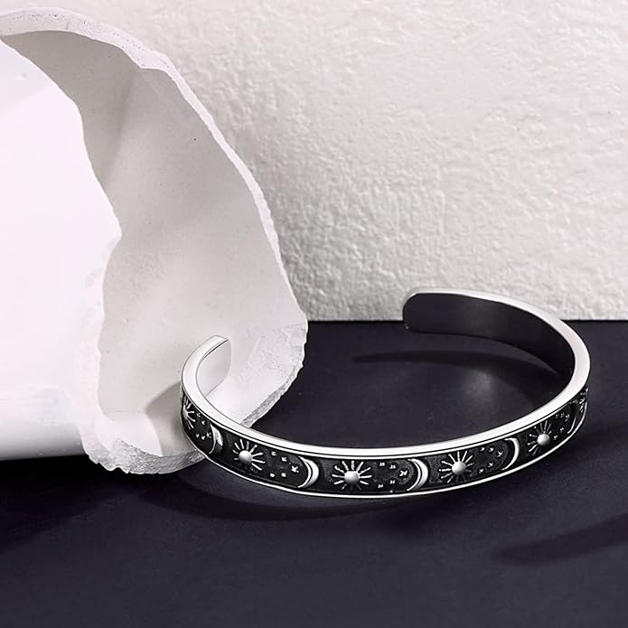 TONY & SANDY Inspirational Bracelets for Women Teen Girls Personalized Gifts for Daughter Granddaughter Mom Sister Friends Stainless Steel Engraved Cuff Birthday Easter Christmas