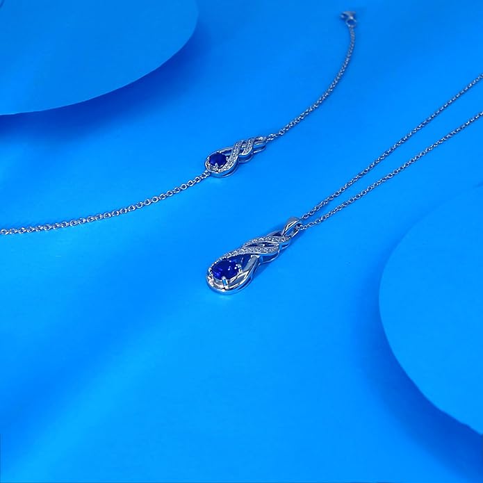 Birthstone Bracelets for Women 925 Sterling Silver Created Gemstone Bracelet Infinity Pendant Jewelry for Her, 6.7"+1.2"