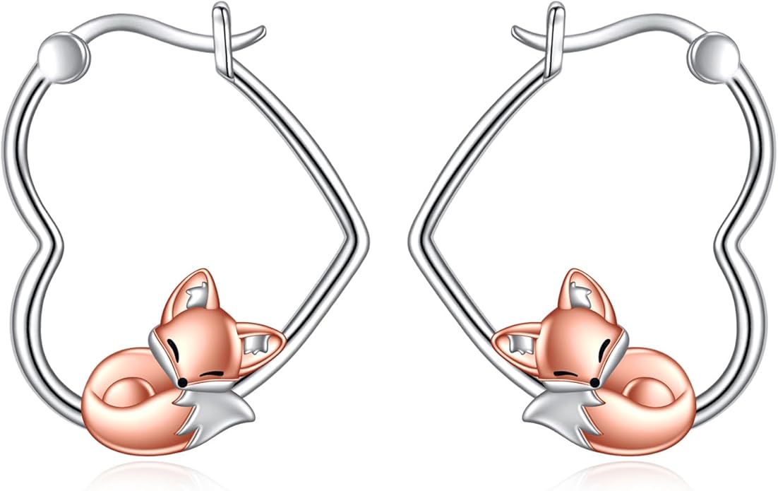 YFN Animal Earrings Sterling Silver Animal Heart Hoop Dangle Earrings Cute Jewelry Gifts for Women