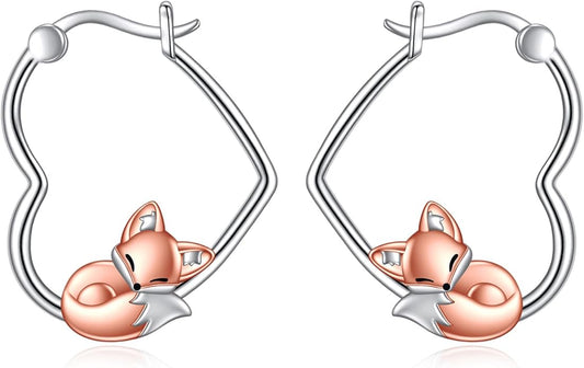 YFN Animal Earrings Sterling Silver Animal Heart Hoop Dangle Earrings Cute Jewelry Gifts for Women