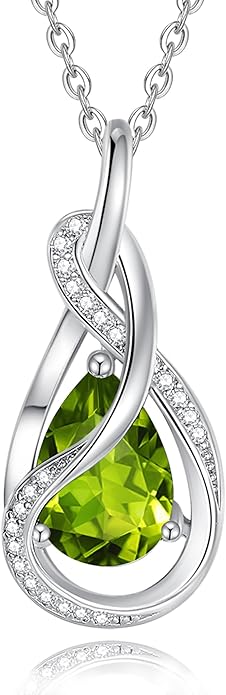 FANCIME TimelessTie Birthstone Necklace for Women White Gold Plated Sterling Silver Ribbon Design Jewelry Knot Pendant Fine Jewelry Gemstone Birthday Graduation Anniversary Christmas Gifts for Women Wife Mother Her