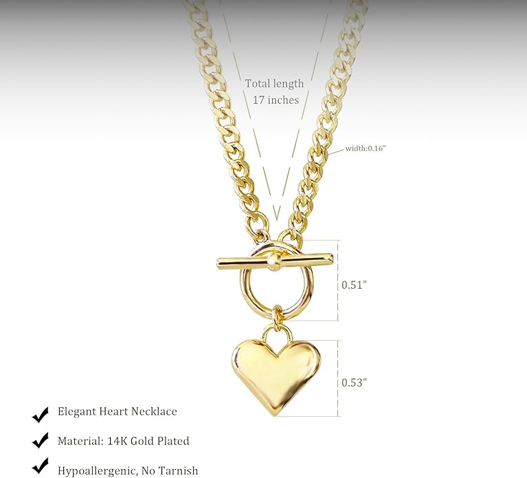 Cute Heart Necklace Dainty 18k Gold Plated Tiny Heart Pendant Choker Necklaces Small Gold Love Open Heart Chain Necklace for Women Simple Gold Necklace for Women Trendy Jewelry
