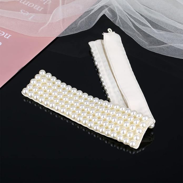 Statement Necklace for Women Girls Simulated Pearl Beaded Bib Detachable False Collar Choker Necklaces Clothing Accessory