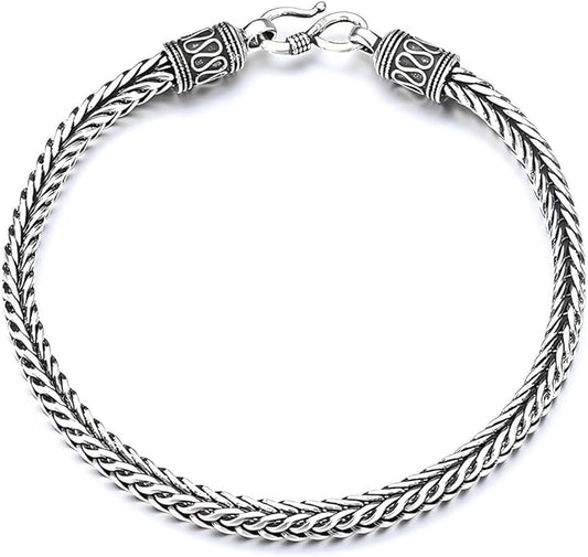 Italian Handmade Sterling Silver Mens Bracelets | Solid S925 Chain Bracelets for Men | Men's Silver Bracelet Gift for Dad, Boyfriend, Son, My Man
