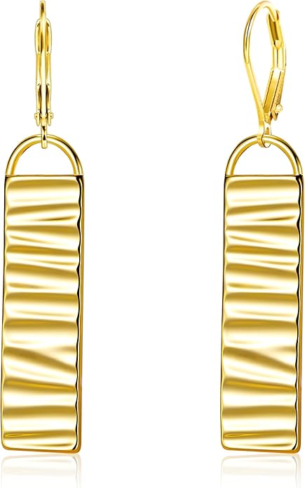 ALEXCRAFT 925 Sterling Silver Dangle Drop Earrings for Women, Hypoallergenic Lightweight Trendy Sterling Silver French Hook Leverback Earrings Long Hammer Bar Drop Earing for Women Statement Jewelry