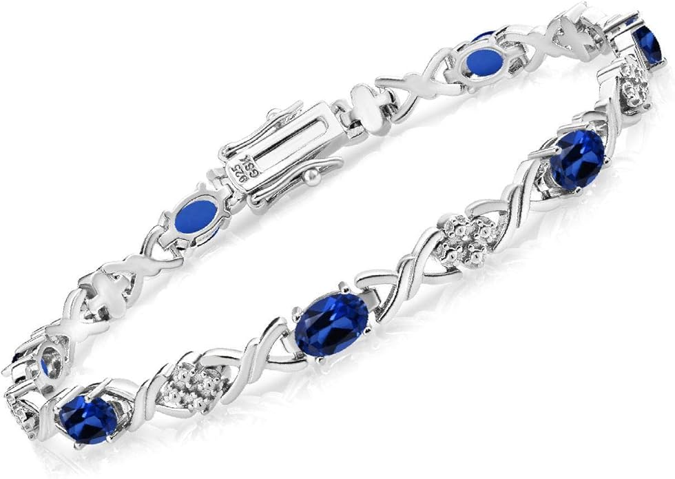 Gem Stone King 2-4 Cttw Infinity Link Gemstone Birthstone Tennis Bracelet for Women | 925 Sterling Silver | Oval 6X4MM | 7 Inch with Secure Clasp | Fine Jewelry for Her Mom Wife Anniversary