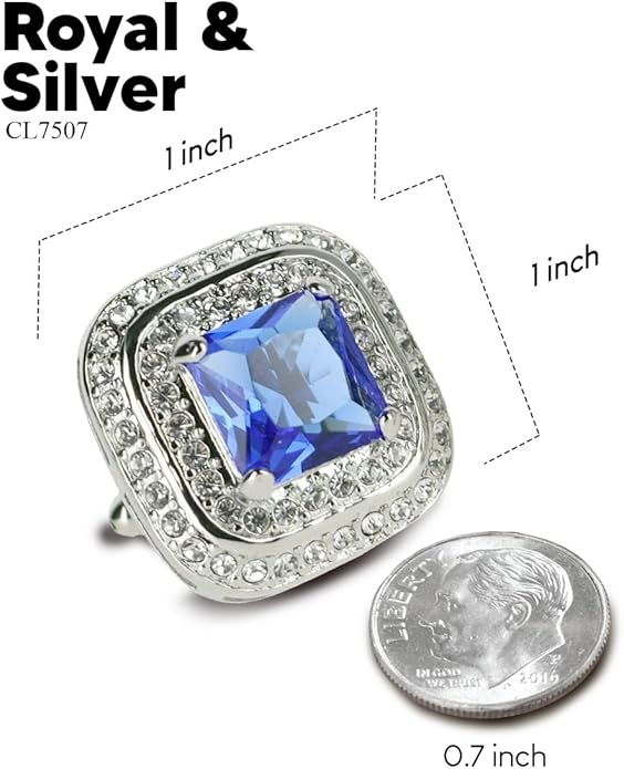Vittorio Vico Square Colored Crystal Double Diamond Set Cufflinks