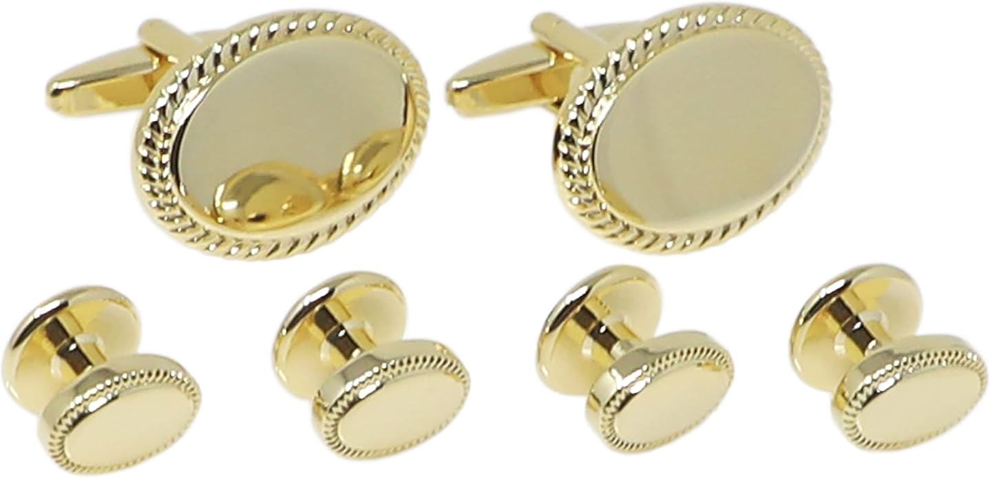 MENDEPOT Men Formal Wear Dress Shirt Cufflinks And Studs Set With Box Wedding Groom Groomsmen Gift