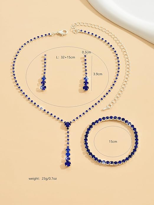 MIFYNN Rhinestone Wedding Set for Women Sparkle Crystal Earrings Necklace Bracelet Jewelry Set Wedding Party Prom Jewelry Set for Brides Bridesmaid