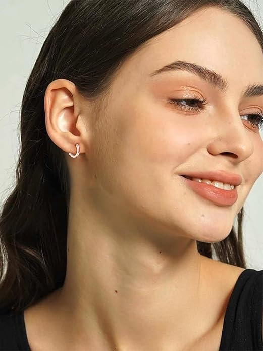 Silvora 925 Sterling Silver Small Hoop Earrings for Women Huggie Earrings Hypoallergenic Cartilage Earrings Tiny Hoops 6mm/8mm/10mm/12mm/14mm/16mm/18mm/20mm