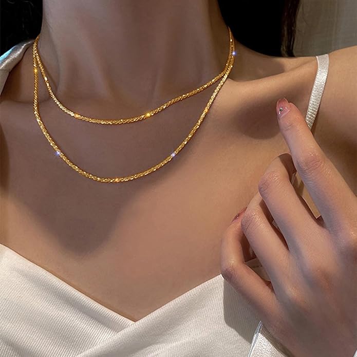 925 Sterling Silver Singapore Chain Lobster Clasp Paperclip Necklace for Women Sparkling Chain 2mm2.5mm3mm4mm5mm Gifts for Her