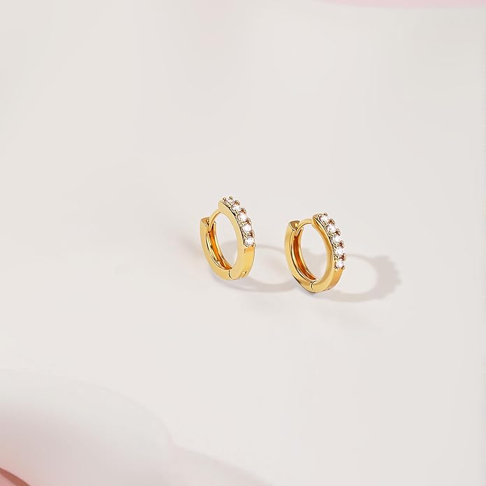 3 Pairs Small Gold Hoop Earrings Stack|Huggie Earring for Women|Non Tarnish Hypoallergenic Jewelry suitable for daily commuting, work, and gatherings