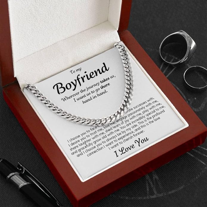 VIRAGIL To My Man Necklace Chain for Men, Silver Stainless Steel Chain Jewelry, Romantic Gift from Partner for Birthday Valentine or Everyday Wear with Meaning