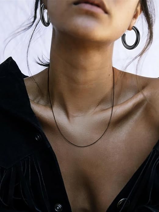 ChainsHouse Snake Chain Necklace for Women 1.2mm, 18-30" Adjustable with 5cm Extender for Pendants Lockets, Rose Gold/Stainless Steel/Black/14K Gold Hypoallergenic Dainty Jewelry Gift