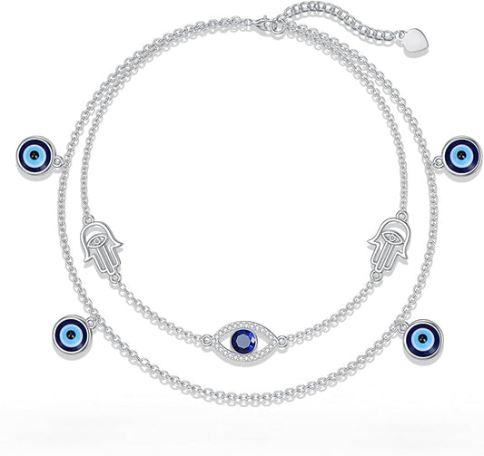 Dorunmo Anklet Bracelets For Women 925 Sterling Silver Birthstone/Infinity/Butterfly/Evil Eye/Turtle/Pineapple/Starfish/Heart Anklets Bracelets Jewelry Gifts for Women