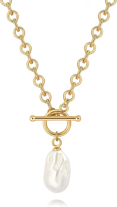 CANEVINKA Dainty Cross Medallion/Heart Pendant Chain Necklace 18K Gold Plated Oval Choker Fashion OT Toggle Jewelry Handmade for Women Simple Gold Charm Necklace