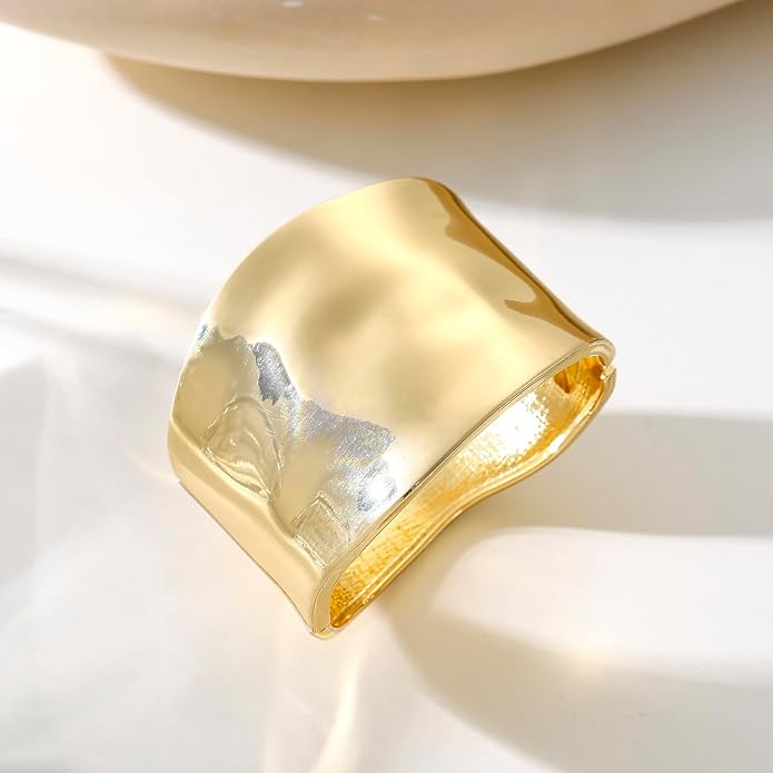 Bangle Bracelets for Women | 14K Gold Plated Trendy Wide Bracelets | Hinged Arm Cuff Bangles Chunky Bracelet for Women