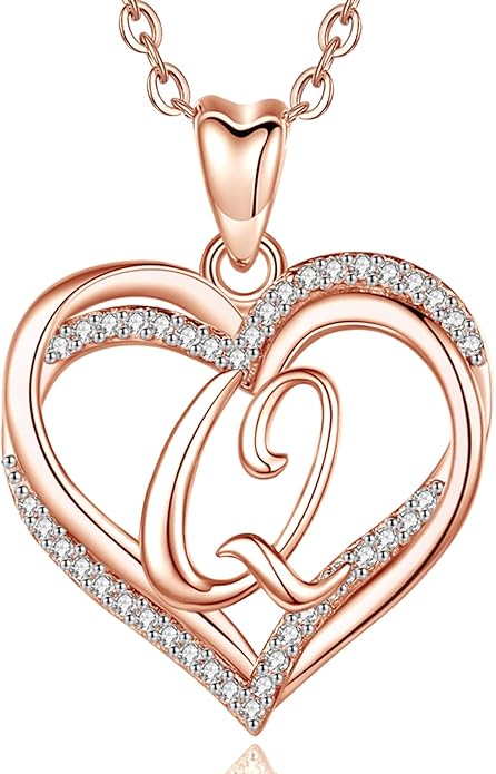 INFUSEU Unique Initial Necklaces for Women Girls Small Heart Letter Jewelry, Meaningful Personalized Gifts