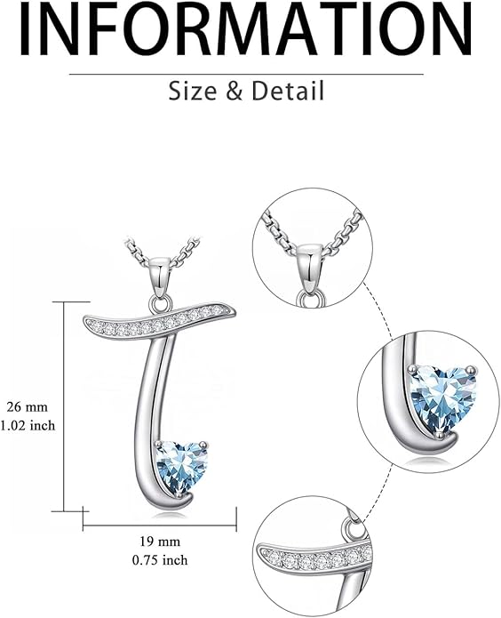Christmas Gifts for Women Alphabet A to Z Initial Birthstone Pendant Necklaces for Women - 18k White Gold Plated Personalized Name Jewelry Valentine Mothers Day Birthday Gifts for Women Her Girlfriend