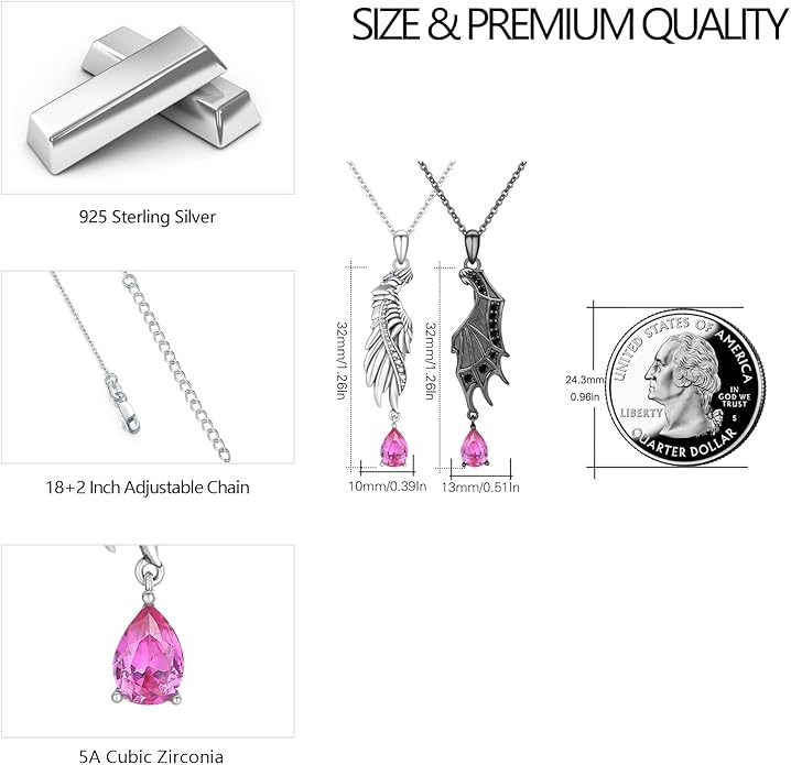 OHAYOO Dragon Phoenix Matching Necklace for Couples 925 Sterling Silver Yin Yang Pendant Necklaces for Couples Jewelry for Him and Her