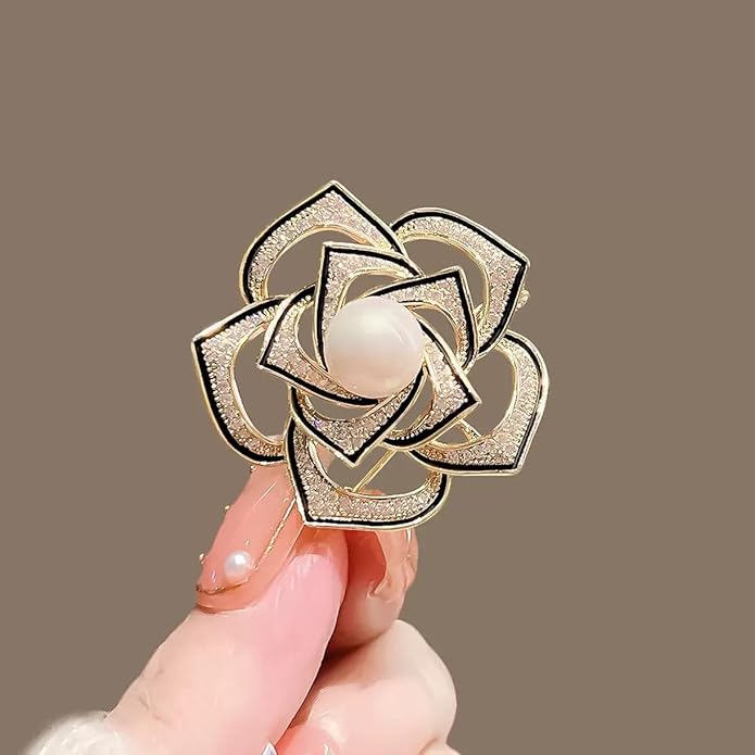 HAISWET Party Flower Elegant Zircon Cz Brooch Pins for Women Gold Color