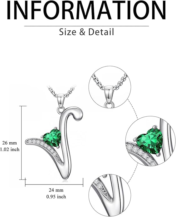 Christmas Gifts for Women Alphabet A to Z Initial Birthstone Pendant Necklaces for Women - 18k White Gold Plated Personalized Name Jewelry Valentine Mothers Day Birthday Gifts for Women Her Girlfriend