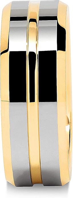 100S JEWELRY Custom Tungsten Rings for Men's Wedding Bands Gold Silver Two Tone Grooved Center Line Size 6-16