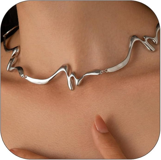 Gold Collar Necklace for Women Trendy African Jewelry Minimalist Statement Choker Metal Jewelry Gifts for Parties, Evenings, and Everyday Wear