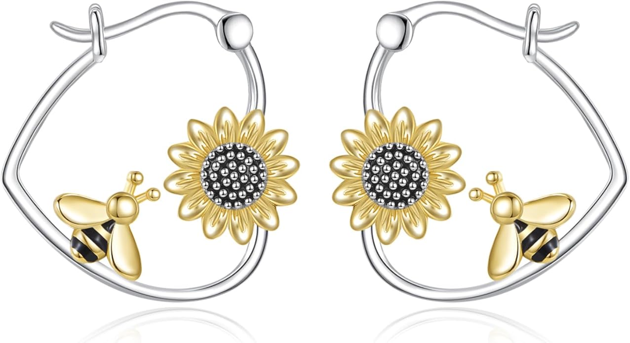 YFN Animal Earrings Sterling Silver Animal Heart Hoop Dangle Earrings Cute Jewelry Gifts for Women