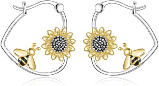 YFN Animal Earrings Sterling Silver Animal Heart Hoop Dangle Earrings Cute Jewelry Gifts for Women