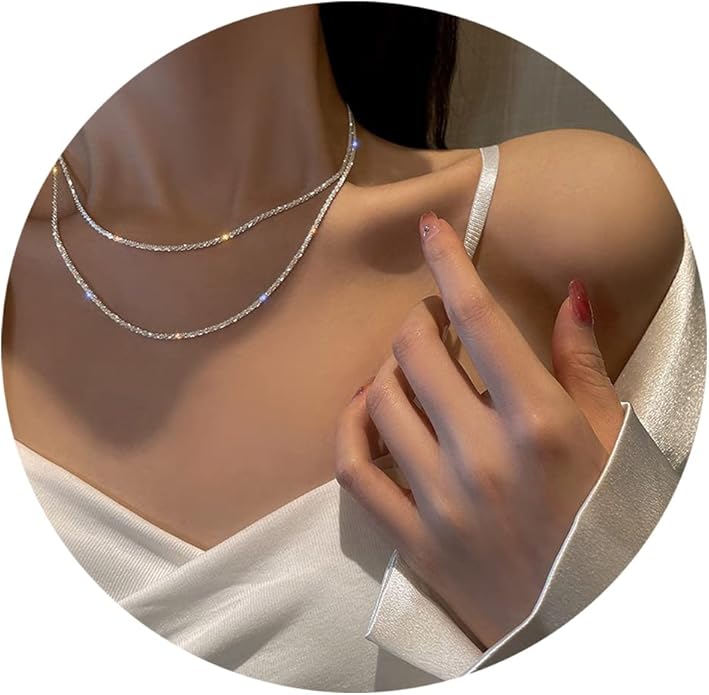 925 Sterling Silver Singapore Chain Lobster Clasp Paperclip Necklace for Women Sparkling Chain 2mm2.5mm3mm4mm5mm Gifts for Her