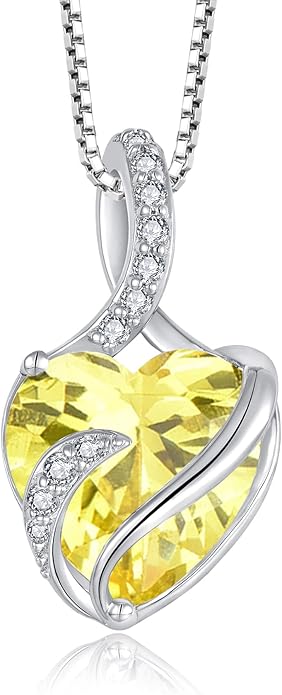 FJ Infinity Birthstone Necklace 925 Sterling Silver Love Heart Pendant Jewelry Gifts for Women
