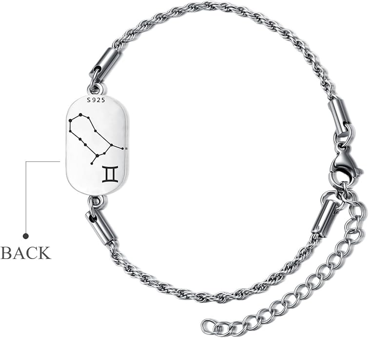 SIMONLY Zodiac Bracelet 925 Sterling Silver Constellation Anklet Horoscope Zodiac Jewelry Christmas Birthday Astrology Gifts for Women Men Unisex