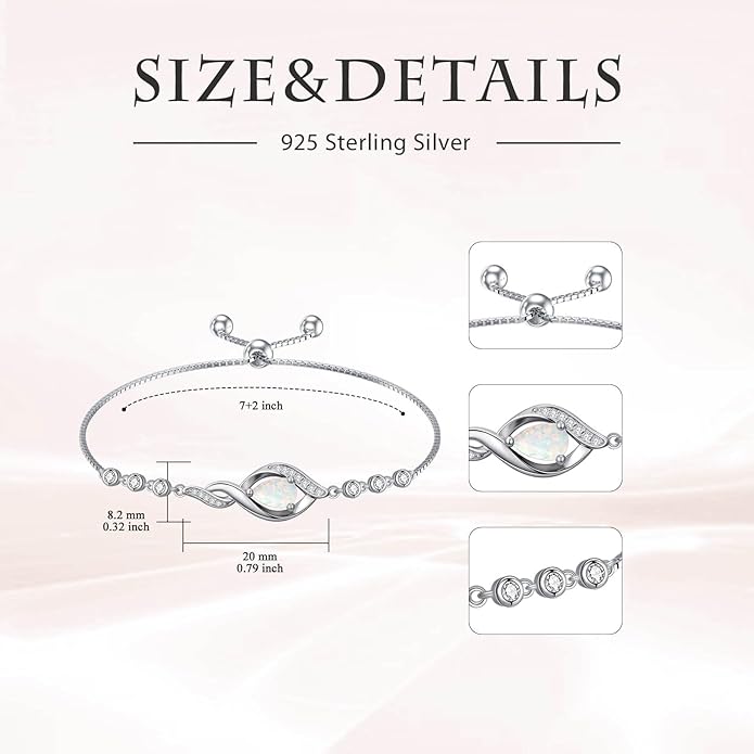Christmas Gifts Birthstone Bracelet for Women 925 Sterling Silver Infinity Love Jewelry Birthday Gifts for Women Mom Wife Girlfriend