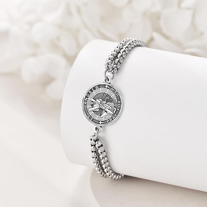 YFN Patron Saint Bracelet Sterling Silver Religious Protector Bracelet Jewelry Gift for Women Men