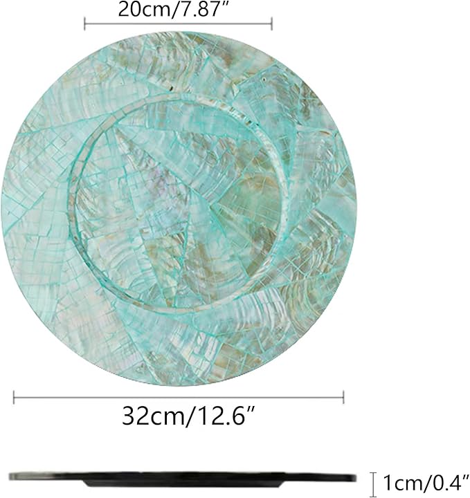 i-lan 2-Pack 13" Mother of Pearl Charger Plates – Shell-Inlaid Wooden Platters for Dining, Party & Luxury Décor – Elegant Dinnerware Placemats, Ideal Housewarming or Holiday Gift