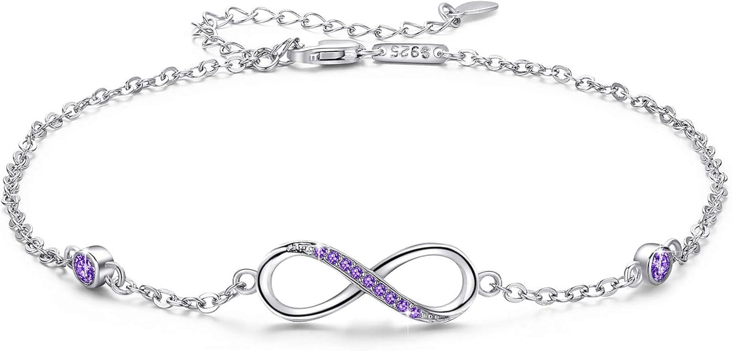 MEDWISE Womens Infinity Anklet Bracelet 925 Sterling Silver Endless Love Symbol Ankle Bracelet Adjustable Plus Size Large Bracelet Gifts for her Mother’s Day Gifts