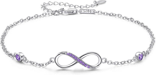MEDWISE Womens Infinity Anklet Bracelet 925 Sterling Silver Endless Love Symbol Ankle Bracelet Adjustable Plus Size Large Bracelet Gifts for her Mother’s Day Gifts