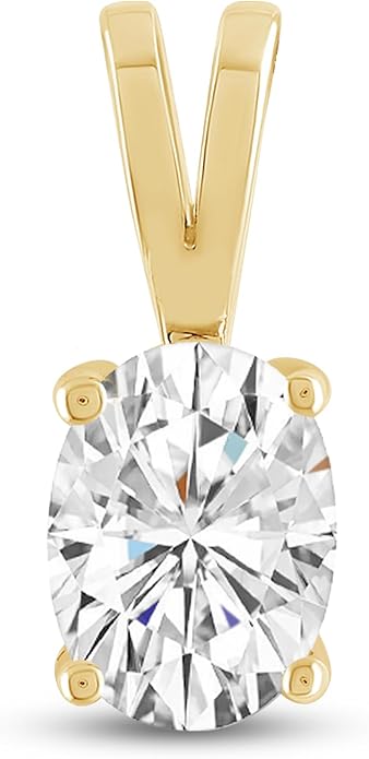 Everyday Elegance Solid 14K Gold Cubic Zirconia Solitaire Pendant Necklace for Women Heart, Princess, Round, Oval, Emerald, Pear & Cushion Cut 1 or 2 CTW | .60mm Thick 16" 18" Length Box Link Chain