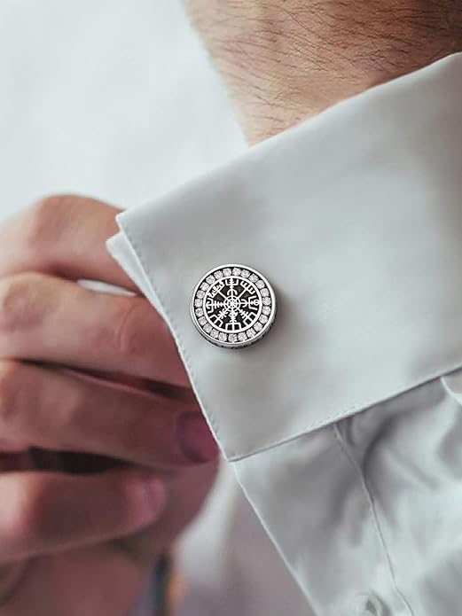 FaithHeart Mens Cufflinks, Norse Viking Tuxedo Shirt Cuff Links, Stainless Steel Cuff Links and Shirt Studs, Gift Box