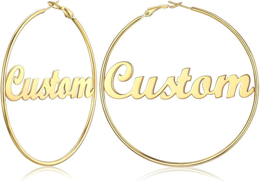 FOCALOOK 14K Gold Plated Lightweight Large Hoops| 2mm Thin Hoop Earrings for Women 30/40/50/70/100mm