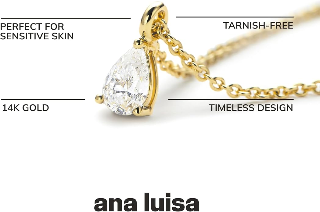 Ana Luisa Pendant Necklaces for Women - 14K Gold Plated and Silver Rhodium Necklace - Pearl, Heart, Circle, Moonstone, Gemstone, Knot Charm Styles - Hypoallergenic, Dainty, Trendy Layering Necklaces