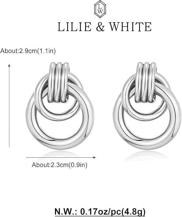 LILIE&WHITE Gold Chain Dangle Earrings - Women's Hypoallergenic Fashion Gift Earrings