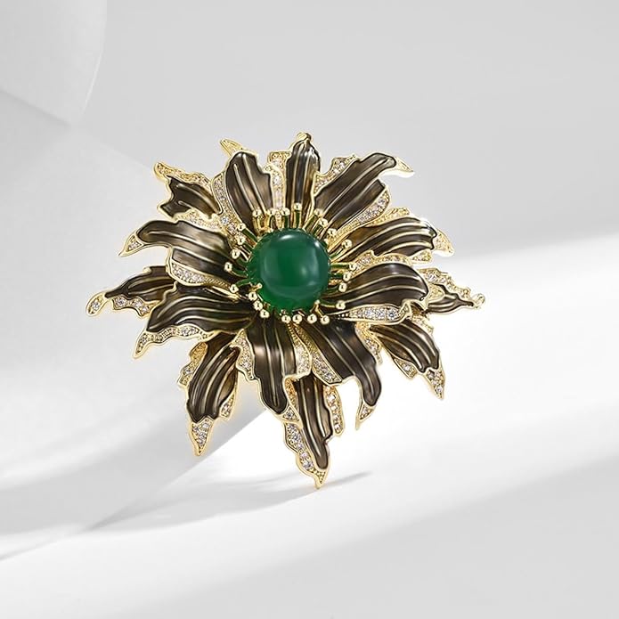 Flower Brooch Pin - Rhinestone Flower Pin 18k Gold Plated - Thanksgiving Day, Birthday, Wedding Gifts for Mom, Wife