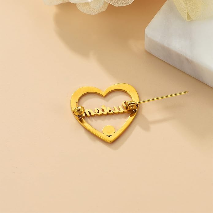 Custom4U Custom Name Pin Personalized Brooch Pins for Women Men Stainless Steel Name Tag with Letters/Initials - Silver/Gold/RoseGold/Black Customized Jewelry Gifts for Birthday Wedding Business Party