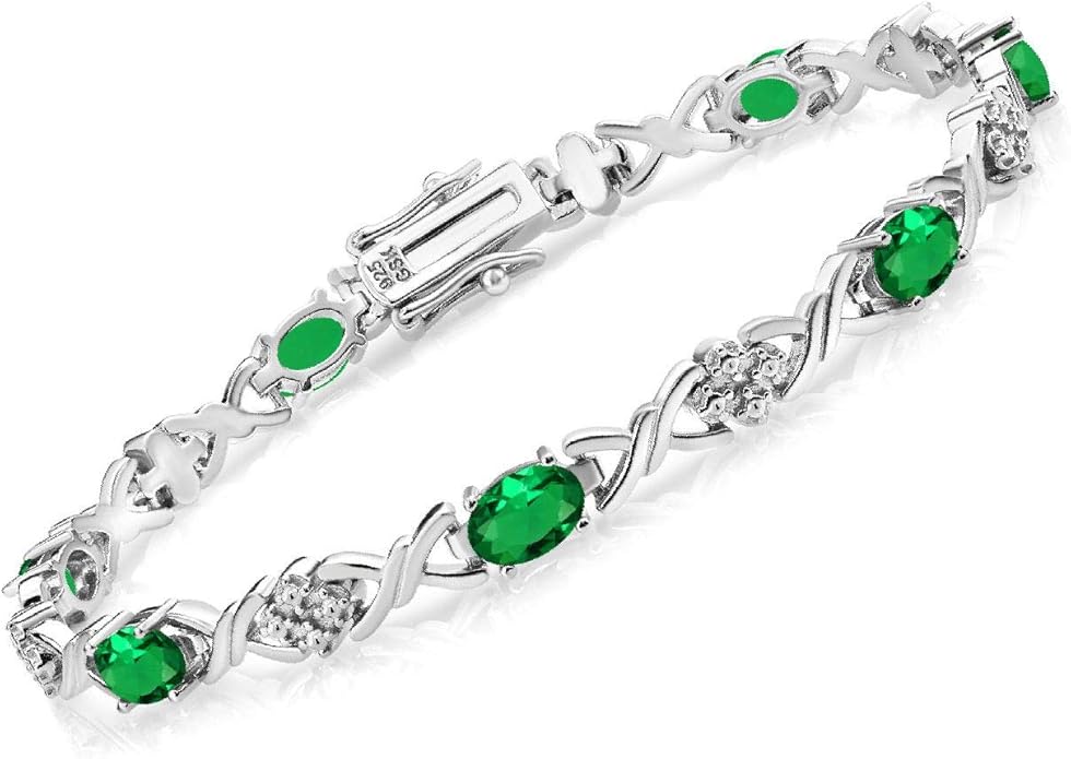 Gem Stone King 2-4 Cttw Infinity Link Gemstone Birthstone Tennis Bracelet for Women | 925 Sterling Silver | Oval 6X4MM | 7 Inch with Secure Clasp | Fine Jewelry for Her Mom Wife Anniversary