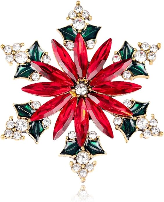 Rhinestone Flower Brooch Pin for Women Red Black Purple Flower Broochs Pin Hat Christmas Brooch Jewelry